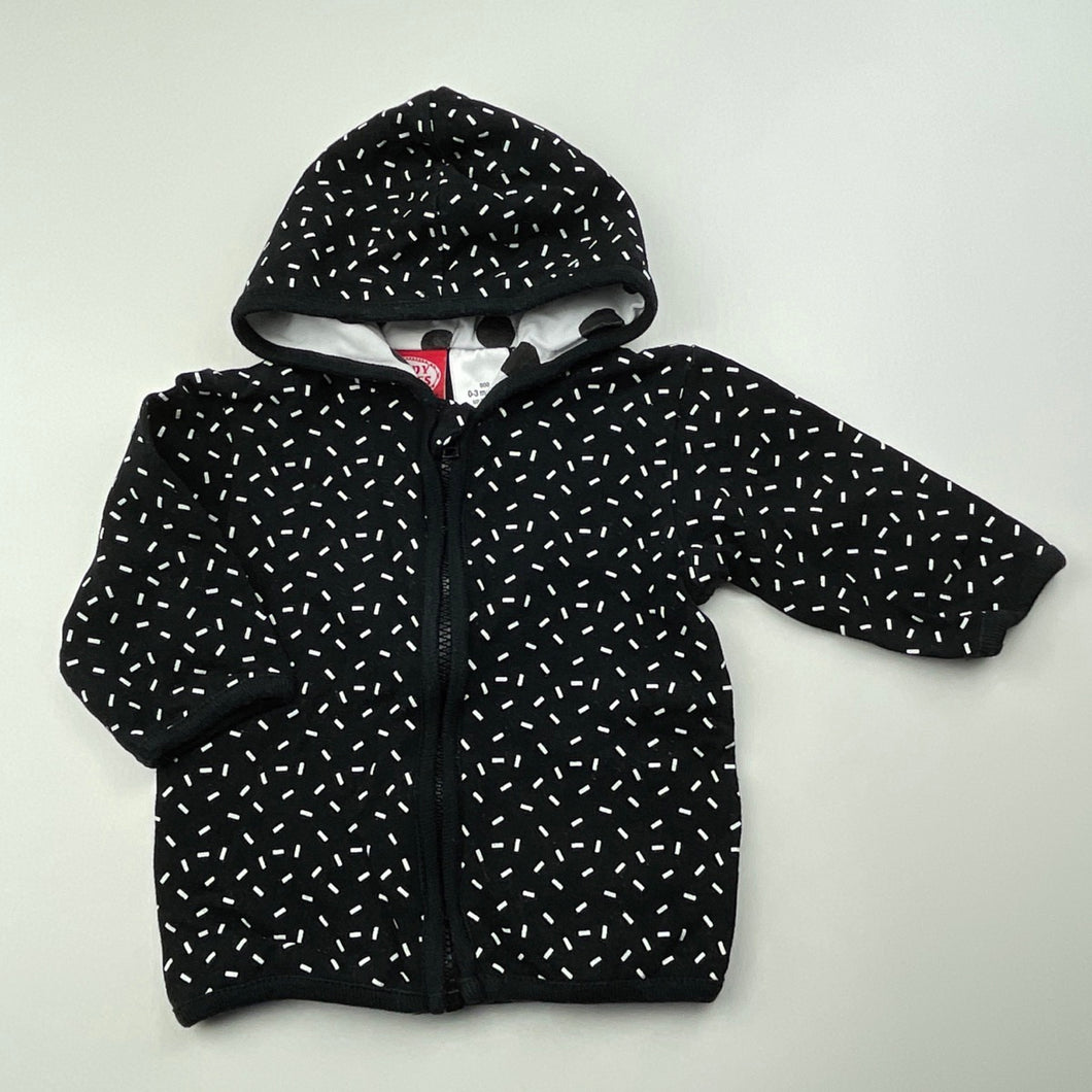 unisex CANDY STRIPES, black & white lightweight zip up top, GUC, size 000,  