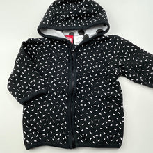 Load image into Gallery viewer, unisex CANDY STRIPES, black &amp; white lightweight zip up top, GUC, size 000,  