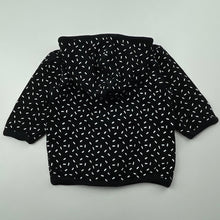 Load image into Gallery viewer, unisex CANDY STRIPES, black &amp; white lightweight zip up top, GUC, size 000,  