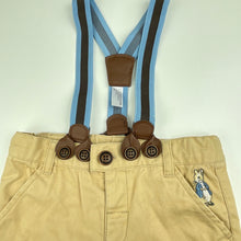 Load image into Gallery viewer, Boys Beatrix Potter, Peter Rabbit cotton pants, adjustable, braces, EUC, size 1,  