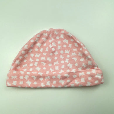 Girls Carters, pink cotton hat / beanie, butteflies, EUC, size 000,  
