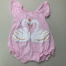 Load image into Gallery viewer, Girls Baby Berry, pink cotton romper, swans, FUC, size 000,  