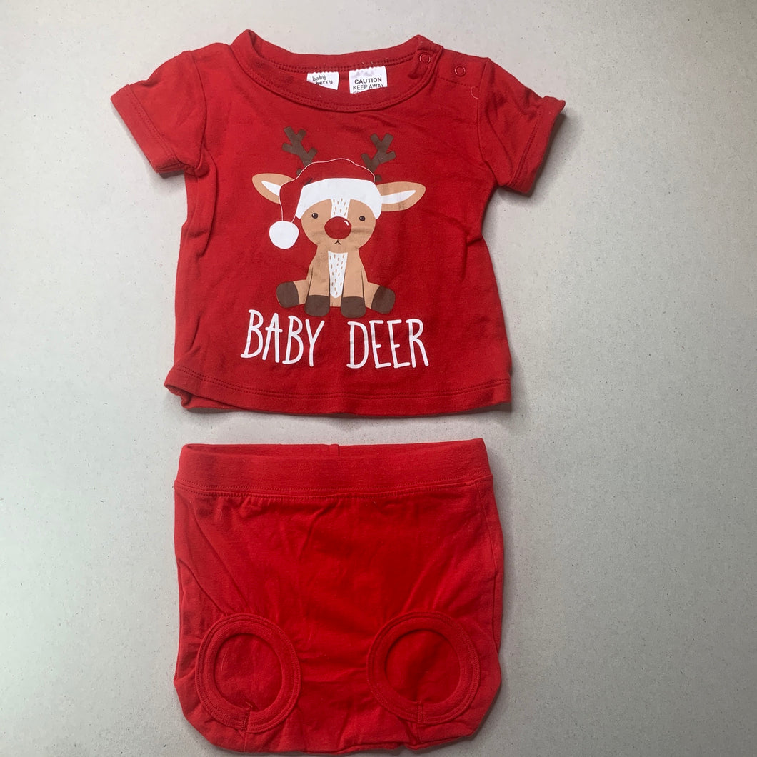 unisex Baby Berry, Christmas pyjama t-shirt & shorts, GUC, size 0,  