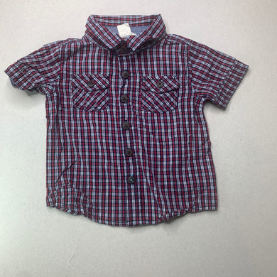 Boys Cotton On, checked cotton short sleeve shirt, GUC, size 0,  