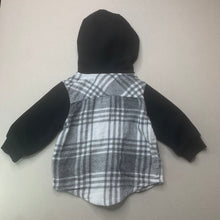 Load image into Gallery viewer, Boys Baby Berry, black &amp; white hooded long sleeve top, GUC, size 0,  