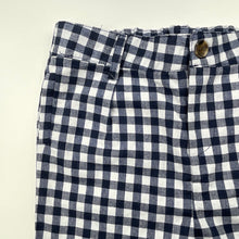 Load image into Gallery viewer, Boys Bardot Junior, navy check stretch cotton shorts, elasticated, EUC, size 2,  