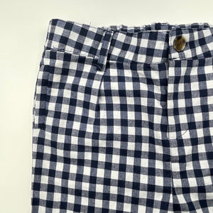 Boys Bardot Junior, navy check stretch cotton shorts, elasticated, EUC, size 2,  