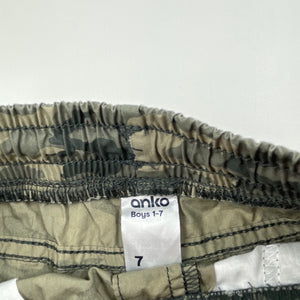 Boys Anko, lightweight cotton camo print cotton shorts, elasticated, EUC, size 7,  