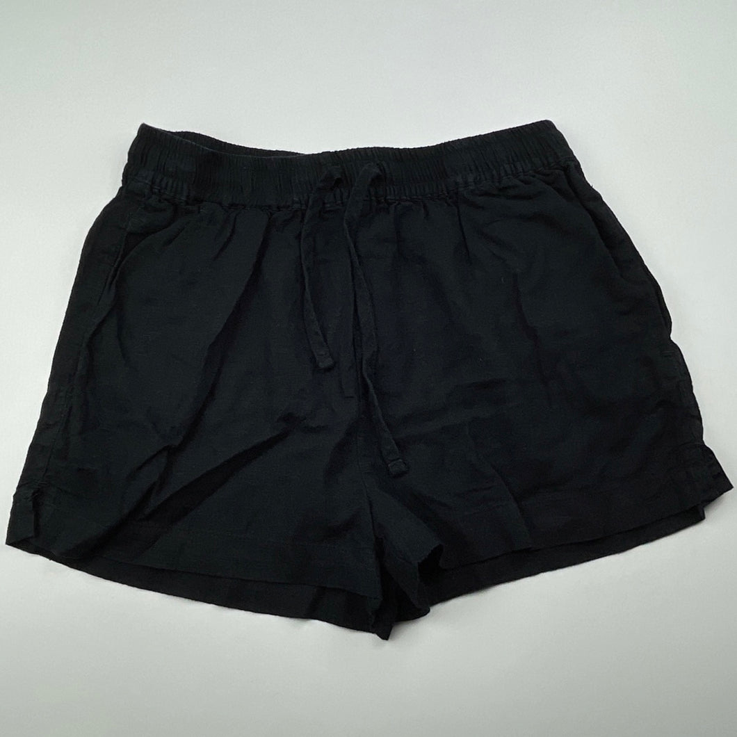 Girls Brilliant Basics, black linen blend shorts, elasticated, GUC, size 12,  