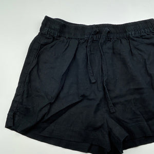 Girls Brilliant Basics, black linen blend shorts, elasticated, GUC, size 12,  