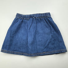 Load image into Gallery viewer, Girls Disney, embroidered denim skirt, elasticated, L: 26cm, EUC, size 4,  
