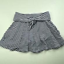 Load image into Gallery viewer, Girls Target, navy stripe skirt, elasticated, built-in shorts, GUC, size 5,  