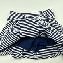 Load image into Gallery viewer, Girls Target, navy stripe skirt, elasticated, built-in shorts, GUC, size 5,  