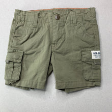 Load image into Gallery viewer, Boys Jack &amp; Milly, khaki stretch cotton cargo shorts, adjustable, EUC, size 0,  