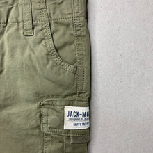 Load image into Gallery viewer, Boys Jack &amp; Milly, khaki stretch cotton cargo shorts, adjustable, EUC, size 0,  