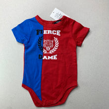 Load image into Gallery viewer, Boys Bardot Junior, red &amp; blue cotton bodysuit / romper, NEW, size 00,  