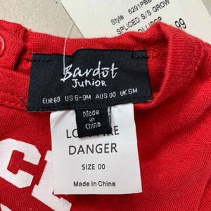 Boys Bardot Junior, red & blue cotton bodysuit / romper, NEW, size 00,  