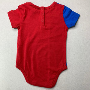 Boys Bardot Junior, red & blue cotton bodysuit / romper, NEW, size 00,  