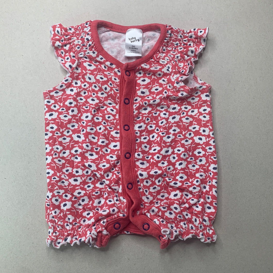 Girls Baby Berry, floral cotton romper, FUC, size 00,  