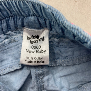 Girls Baby Berry, chambray cotton shorts, elasticated, EUC, size 0000,  