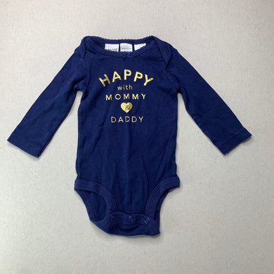 unisex Carters, navy cotton bodysuit / romper, EUC, size 000,  