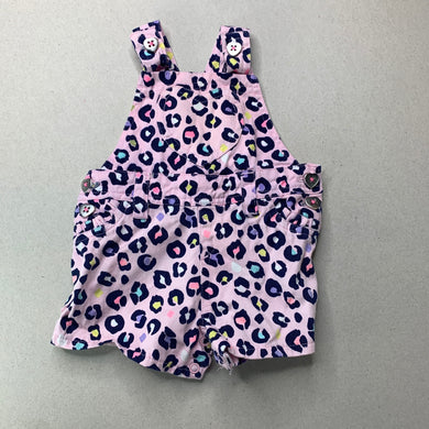 Girls Dymples, cotton animal print overalls / shortalls, GUC, size 000,  