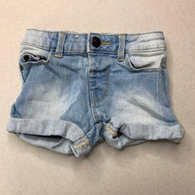 Load image into Gallery viewer, Girls Target, blue stretch denim shorts, adjustable, GUC, size 000,  