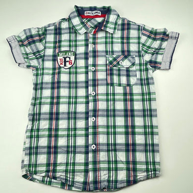Boys Alta Linea, checked cotton short sleeve shirt, top button missing, FUC, size 10,  