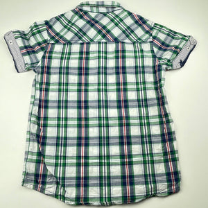 Boys Alta Linea, checked cotton short sleeve shirt, top button missing, FUC, size 10,  