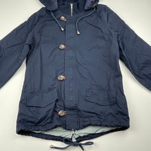 Load image into Gallery viewer, unisex Oobi, navy cotton hooded jacket / coat, L: 55cm, EUC, size 7,  