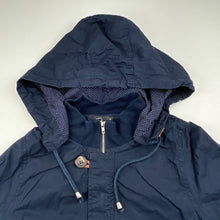 Load image into Gallery viewer, unisex Oobi, navy cotton hooded jacket / coat, L: 55cm, EUC, size 7,  