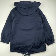 Load image into Gallery viewer, unisex Oobi, navy cotton hooded jacket / coat, L: 55cm, EUC, size 7,  