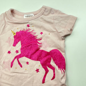 Girls Dymples, pink bodysuit / romper, unicorn, EUC, size 0000,  