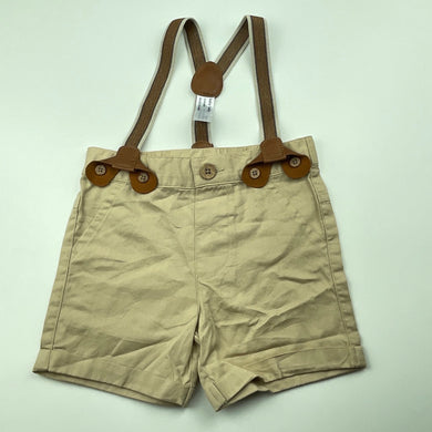 Boys Baby Baby, lightweight cotton shorts, elasticated + braces, EUC, size 00,  