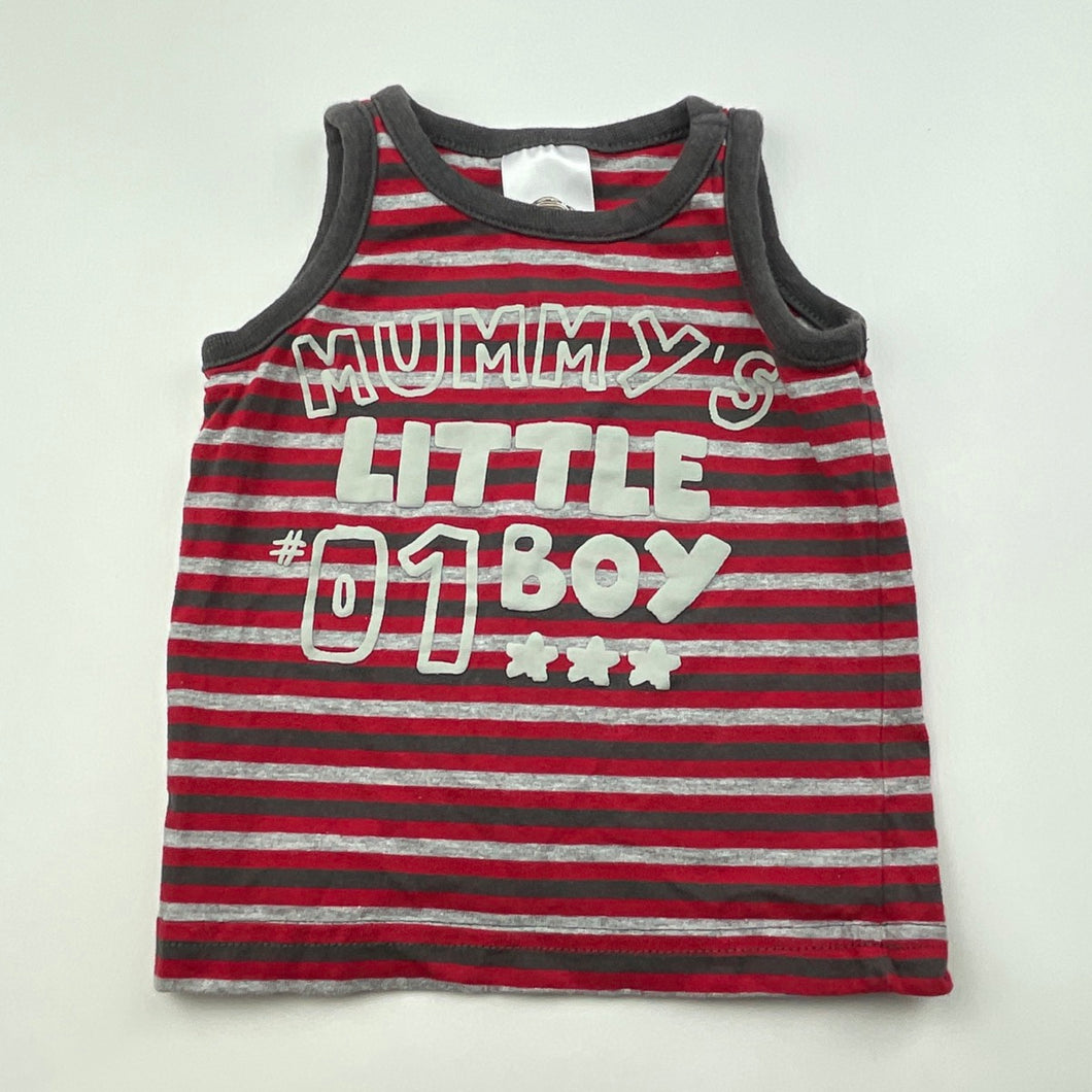 Boys Tiny Little Wonders, striped singlet / tank top, GUC, size 0,  