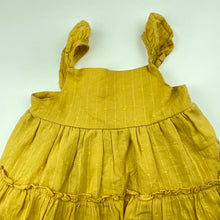 Load image into Gallery viewer, Girls TAHARI, lined mustard cotton summer dress, GUC, size 1, L: 43cm