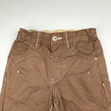 Load image into Gallery viewer, Boys Pumpkin Patch, brown cotton casual pants, adjustable, Inside leg: 32.5cm, EUC, size 1,  