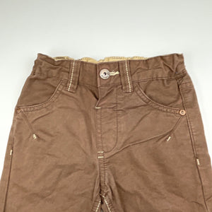 Boys Pumpkin Patch, brown cotton casual pants, adjustable, Inside leg: 32.5cm, EUC, size 1,  