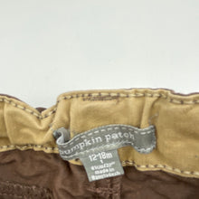 Load image into Gallery viewer, Boys Pumpkin Patch, brown cotton casual pants, adjustable, Inside leg: 32.5cm, EUC, size 1,  