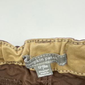 Boys Pumpkin Patch, brown cotton casual pants, adjustable, Inside leg: 32.5cm, EUC, size 1,  