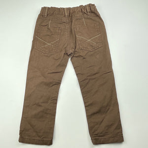 Boys Pumpkin Patch, brown cotton casual pants, adjustable, Inside leg: 32.5cm, EUC, size 1,  