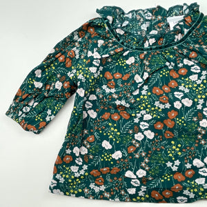 Girls Baby Baby, lightweight floral cotton long sleeve top, EUC, size 000,  
