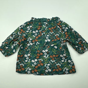 Girls Baby Baby, lightweight floral cotton long sleeve top, EUC, size 000,  