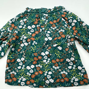 Girls Baby Baby, lightweight floral cotton long sleeve top, EUC, size 000,  