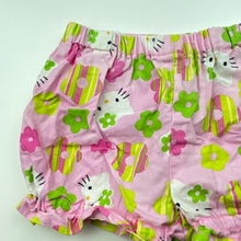 Load image into Gallery viewer, Girls floral, lightweight shorts, elasticated, cats, no labels, W: 21cm across, EUC, size 0,  