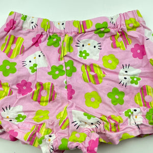 Girls floral, lightweight shorts, elasticated, cats, no labels, W: 21cm across, EUC, size 0,  