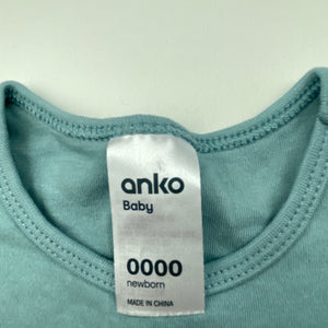 unisex Anko, cotton bodysuit / romper, GUC, size 0000,  