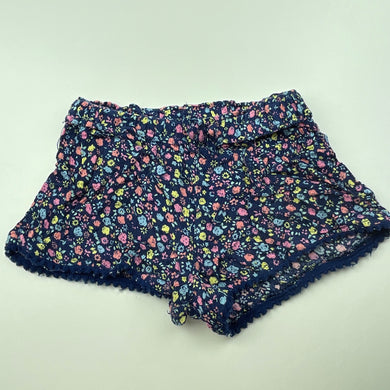 Girls Dymples, navy floral lightweight shorts, elasticated, GUC, size 1,  