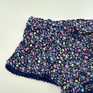 Girls Dymples, navy floral lightweight shorts, elasticated, GUC, size 1,  