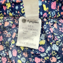 Load image into Gallery viewer, Girls Dymples, navy floral lightweight shorts, elasticated, GUC, size 1,  